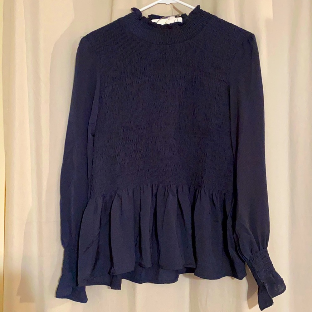 Down to business smocked blouse